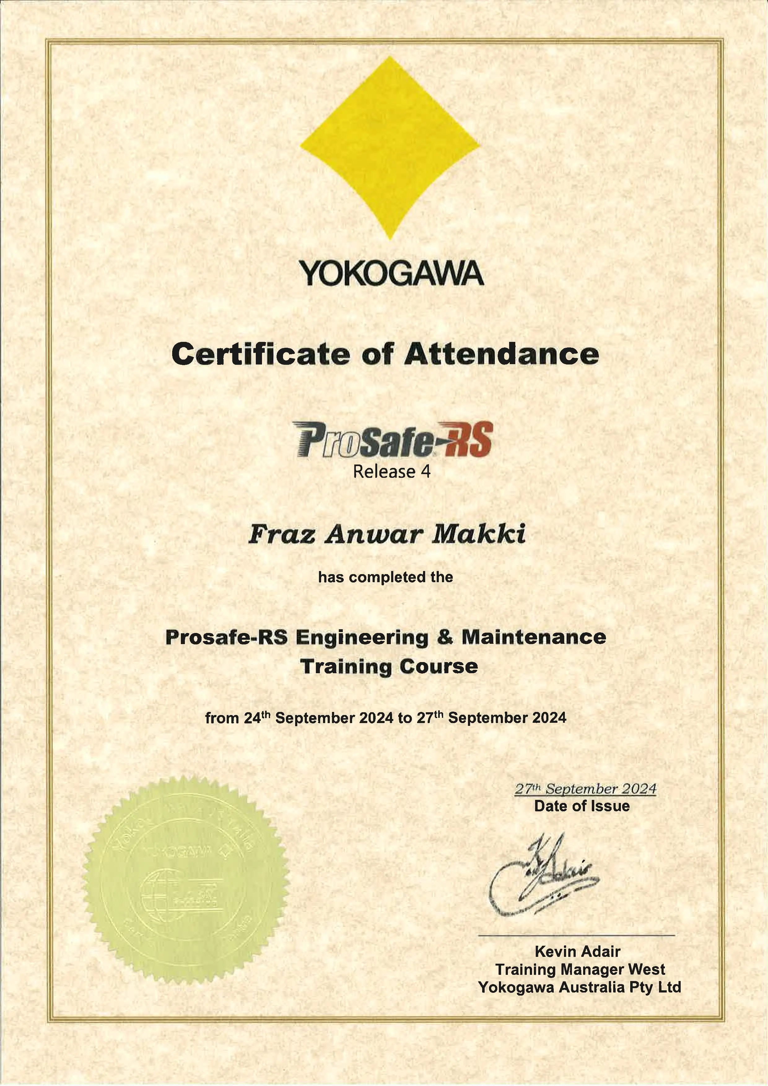 ProSafe-RS Certificate